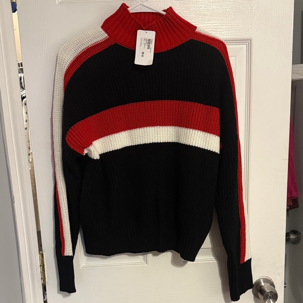 Sanctuary Red, Black, and White Turtleneck Sweater